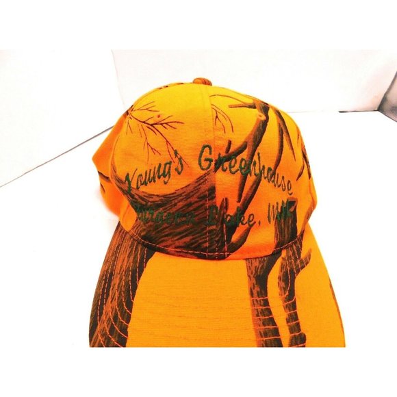 Youngs Greenhouse Sturgeon Lake Hat Cap Strapback Orange Brown Minnesota - Picture 2 of 9